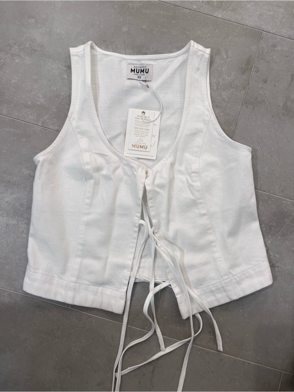 Show Me Your Mumu White Tie-Front Cropped Tank Vest